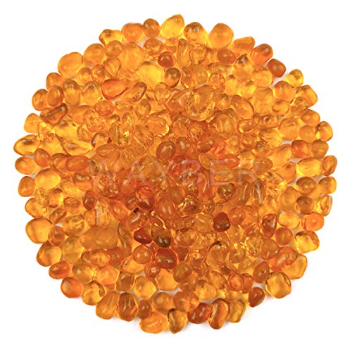 WAYBER Glass Stones, 1Lb/460g Irregular Sea Glass Pebbles Non-Toxic Artificial Crystal Stones for Vase Filler/Aquarium Decoration/Gems Displaying/Wishing Bottle Making, Orange - color: Orange