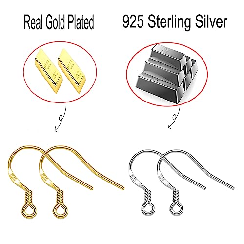 Gold Earring Hooks 80 PCS/40 Pairs, Ear Wires Fish Hooks, 240pcs Hypo-allergenic Jewelry Findings Parts with Jump Rings and Clear Silicone Earring Backs Stoppers for DIY Jewelry Making (14K Gold) - color: Small 14K Gold