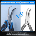SPEEDWOX Bent Needle Nose Pliers With Serrated Jaw 45-Degree Bent Pliers Tweezer Long Nose Plier With Teeth Jewelry Making For Bending Gripping Needle Remover Fishing Plier - style: Bent Needle Nose Pliers