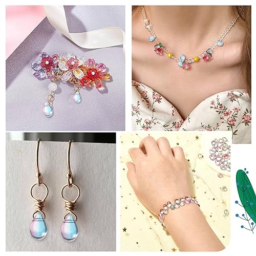 UR Urlifehall 100 Pcs Glass Teardrop Charms Transparent Spray Painted Glass Beads with Glitter Powder Beads for DIY Jewelry Crafts Making - color: 100pcs-9x6x6mm-glass teardrop beads