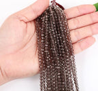 AD Beads Natural Gemstone Diamond-Cut Micro-Faceted 4mm Small Round DIY Necklace Bracelet Jewelry Making Beads (Smoky Quartz) - color: Smoky Quartz