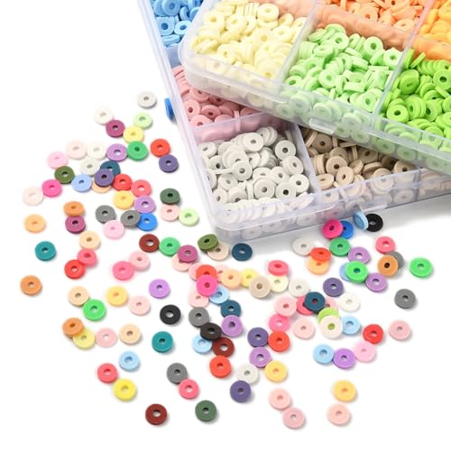 Echoed Elegance Clay Beads 2 Boxes Bracelet Making Kit, 7448 pcs Beads for Jewelry Making, Round Letter Beads with Charm and Elastic Strings, Friendship Bracelets Holiday Gifts for Girls Adults - color: Clay Beads Kit (2 Boxes with Accessories)-about 7448