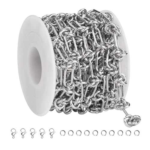SMYHTGLIF 2 Meters Stainless Steel Jewelry Making Chain Bulk with Buckles Silver Paperclip Chain for Jewelry Making - color: Knot Silver