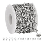SMYHTGLIF 2 Meters Stainless Steel Jewelry Making Chain Bulk with Buckles Silver Paperclip Chain for Jewelry Making - color: Knot Silver