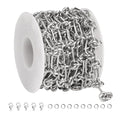 SMYHTGLIF 2 Meters Stainless Steel Jewelry Making Chain Bulk with Buckles Silver Paperclip Chain for Jewelry Making - color: Knot Silver