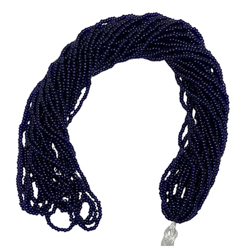 11/0 Glass Seed Beads, 12 String Hanks, Small Craft Beads, 2 mm (Dark Navy) - color: Dark Navy