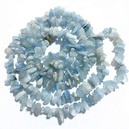 PLTbeads 5-8mm Natral Healing Gemstone Waist Bracelets Necklace Kit Irregular Stone DIY Crafts Design Jewelry Making 1 Strand per Bag Approxi 34 inch (Aquamarine Chips) - color: Aquamarine Chips