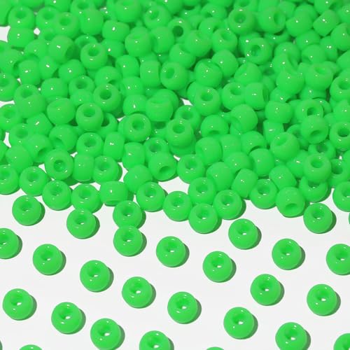 1000Pcs Multi-Colored Plastic Pony Beads Bulk for Craft,6 * 9mm Assorted Colors Hair Beads Black, red,Blue, White for Bracelets Making,Kandi Charms（Light Green） - color: Light Green, size: 1000PCS