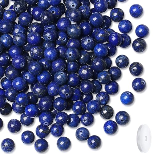 Lapis Lazuli Beads 100Pcs 8mm Blue Beads Loose DIY Round Stone Bead for Bracelet Necklace Earrings Making - color: A-Lapis Lazuli, size: 100pcs