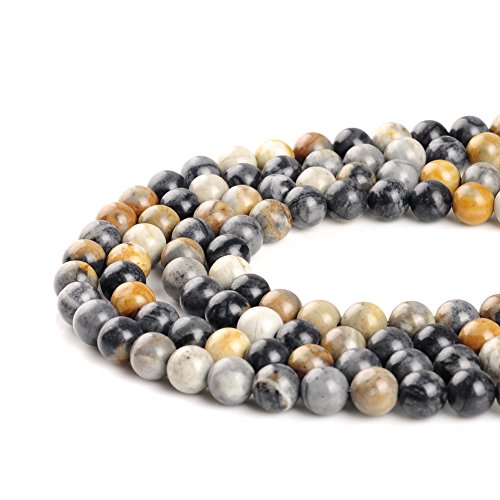 Natural Stone Beads 4mm Picasso Stone Gemstone Round Loose Beads Crystal Energy Stone Healing Power for Jewelry Making DIY,1 Strand 15" - color: Picasso Stone, size: 4MM