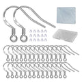 Hypoallergenic Silver Earring Hooks - 120 pcs/60 Pairs s925 Sterling Silver Plated Ear Wires for Jewelry Making, Jewelry findings Parts with 120 pcs Rubber Earring Backs Stopper for DIY Earrings - color: Regular Silver 2