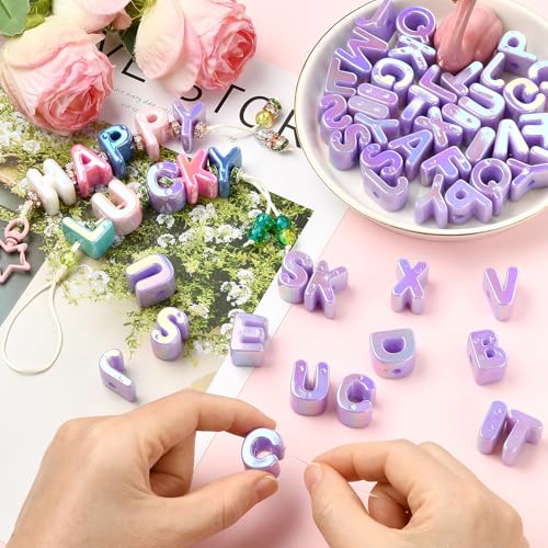 Ornaland 90-100Pcs Large Letter Beads Purple Acrylic Alphabet Letter Beads Random Mixed Alphabet Shape Bead for Bracelets Keychains Jewelry Lanyards Making(Medium Purple) - color: Medium Purple