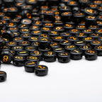 1000pcs Acrylic Number Beads 0-9 Round 4x7mm Mixed for Jewelry Making and DIY Bracelets, Necklaces, Key Chains (Black Gold) - color: Black Gold