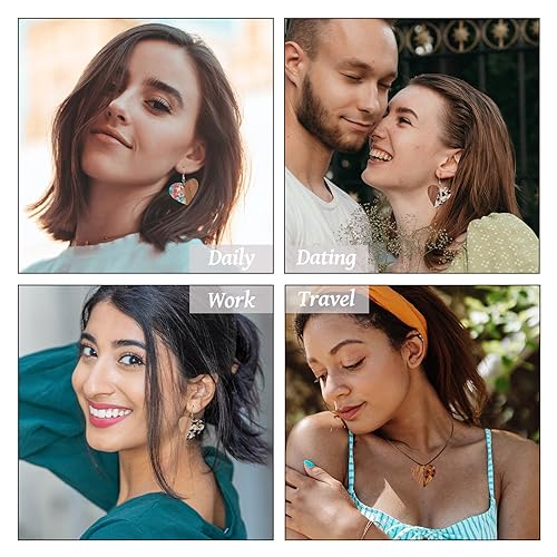 FASHEWELRY 16pc Heart Resin Wood Earrings & Charms - Gold Foil Wooden Earring Blanks & Findings for Jewelry Making - color: Heart with Gold Foil