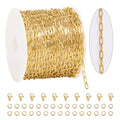 KYUNHOO 16.4FT/5M Stainless Steel Paperclip Chain Roll Gold Plated Jewelry Making Chains Spool Bulk Jewelry Links with Lobster Clasps Jump Rings for Crafting DIY - color: Paperclip Gold