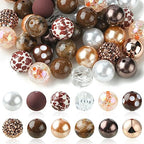 DanLingJewelry 50Pcs 20mm Coconut Brown Acrylic Bubblegum Beads Brown Focal Beads Large Round Ball Loose Beads for Jewelry Making DIY - color: 50pcs - brown