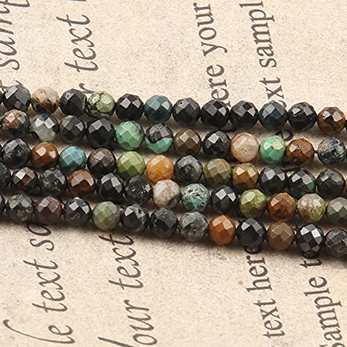 Song Xi 120pcs 3mm Natural African Turquoise Gemstone Beads Faceted Round Loose Stone Beads for Jewelry Making - color: African Turquoise, size: 2.8-3.3mm