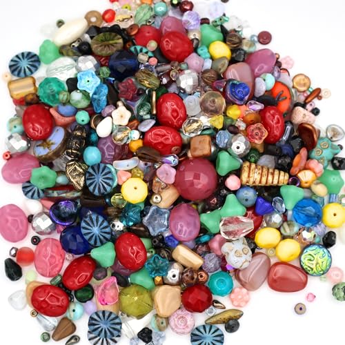 50g Assorted Czech Glass Beads – Approximately 83-100 Beads Firepolished, Pressed, Picasso, Seed Bead, Table Cut Mix - Premium Beads - Ideal for Jewelry Designers, Beaders & Crafters