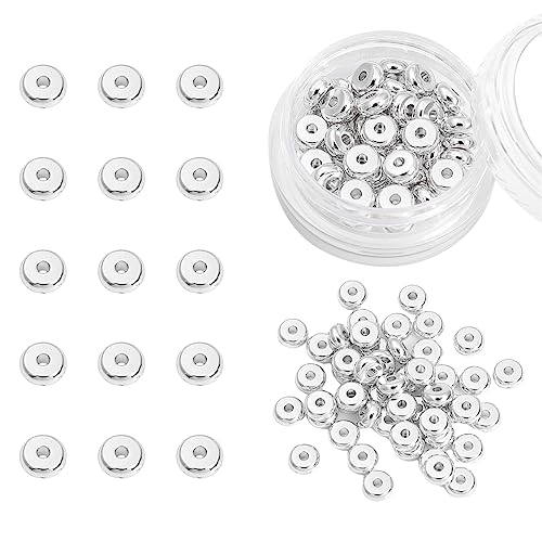 BEADIA Silver Plated Roudelle Spacer Beads 5x2mm 50pcs for Jewelry Making Findings Non Tarnish - color: Silver, size: 5x2mm Roudelle