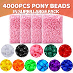 Praisebank Pony Beads, 4000pcs Pink, Beads for Jewelry Making, Beads for Crafts, Beads for Hair Braids. - color: Pink