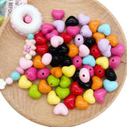 200Pcs Juimtien Acrylic Heart Beads Colorful Love Heart Charms for Jewelry Making DIY Earrings Bracelets Necklaces Craft Keychains-A