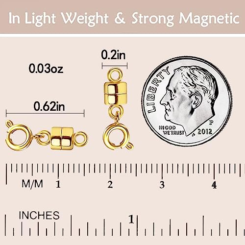 OHINGLT Strong Magnetic Necklace Clasps and Closures,Gold Plated Jewelry Clasps Converters for Bracelet Necklaces Chain - color: 8Pcs Gold