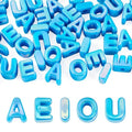 Cheriswelry 50Pcs Large Hole Letter Beads Acrylic Alphabet Vowel Bead European Slide Bracelet Bead 20.5x8mm for DIY Necklace Keychain Lanyard Jewelry Making Hole:6mm - color: Blue