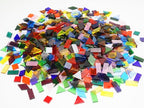 Lanyani 410 Large Transparent Stained Glass Mosaic Tiles, Vibrant Mixed Shapes for Art & Crafts, Cathedral Colorful Glass Pieces, 1.2 Pounds - color: Large/1.2lb /410pcs