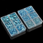 10000Pcs 2-Boxes Mixed Size Hot Fix Round Crystals Gems Glass Stones Hotfix Flat Back Rhinestones with Tweezers and Picking Pencil (Aquamarine) - color: Aquamarine, size: 2-Box (10000pcs)