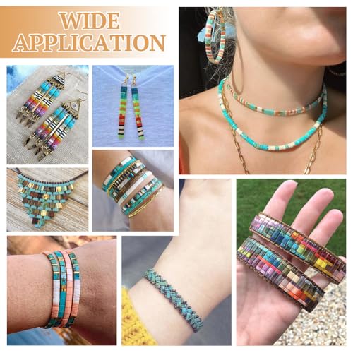 1Strand Rectangle Synthetic Turquoise Beads 2 Hole Gemstone Tila Beads Natural Stone Connector Beads for DIY Multi-Strand Necklace Bracelet Jewelry Making - color: Synthetic Turquoise