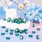100pcs 14mm Large Hole Glass Beads Dark Cyan European Beads Lampwork Loose Spacer Beads for Christmas DIY Craft Snake Chains Charms Bracelet Necklace Earring Making Hole: 5mm - color: Dark Cyan
