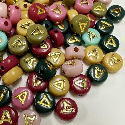 200PCS Round Letter Beads,4x7mm Color Acrylic Alphabet Beads Vowel Letter A Beads with Letters for Bracelet Making Necklace Keychain Jewelry DIY (Letter A) - color: Letter A