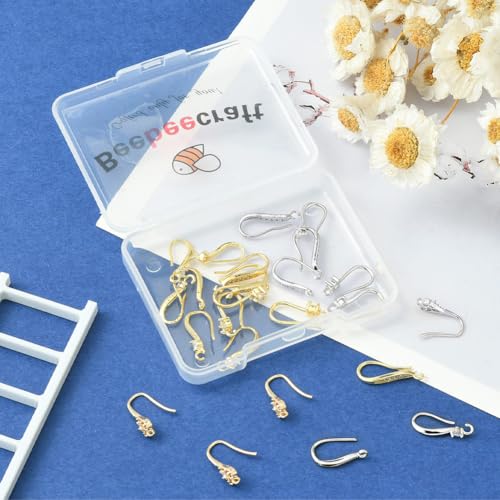 Beebeecraft 1 Box 24Pcs Cubic Zirconia Earring Hooks 18k Gold & 925 Sterling Silver Plated Rhinestone Ear Wires Dangle Drop Earwires for Jewelry Making Supplies Kits - color: 6 Style Earring Hooks Gold&silver