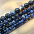 Wholesale Smooth Natural Gemstone Round Loose Beads 15" 4mm 6mm 8mm 10mm 12mm (4mm, Sodalite) - color: Sodalite, size: 4mm