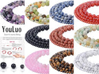 YouLuo Natural Stone Beads 100pcs 6mm Round Crystal Real Stone Beads Loose Gemstone Stone Beads 10 Colors Chakra Stones DIY Genuine Smooth Beads for Bracelet Necklace Jewelry Making (6mm Mixed)