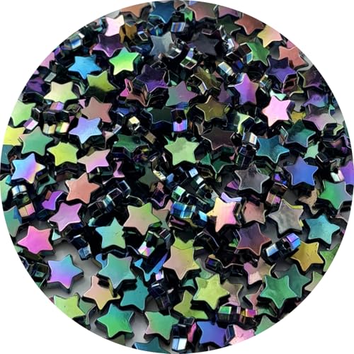 450 PCS Acrylic Star Shape Beads AB Colors Loose Pony Spacer Beads with Hole for Jewelry Making Necklace Earring Key Chains DIY Projects(Black AB) - color: Black AB
