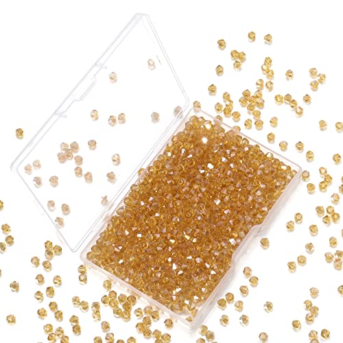 1000pcs Crystal Glass Beads 4mm Bulk Faceted Bicone Spacer Beads for DIY Jewelry Making - color: Amber AB, size: 4mm