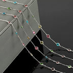 16.4 Feet Multicolor Rhinestone Jewelry Making Chains Bulk, Silver Plated Brass Chain for Jewelry Making with Open Jump Rings and Lobster Clasps - color: Colorful Rhinestone- Silver