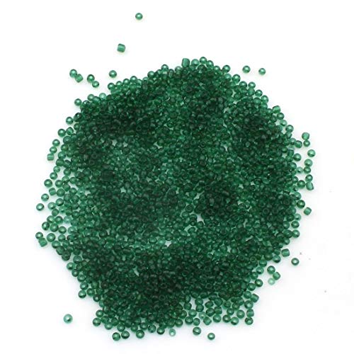 Perlin Glass Seed Beads 2mm 11/0 Round Mini Small Pony Beads 6500pcs for Making Earrings Bracelets Pendants Waist Jewelry DIY Handmade Transparent Color Kit (Dark Green) - color: Dark Green