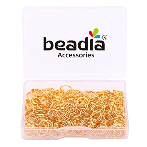 BEADIA 18K Gold Plated Jump Rings Non Tarnish 8mm 300pcs for Jewelry Making Findings - color: Gold, size: 0.7x8mm