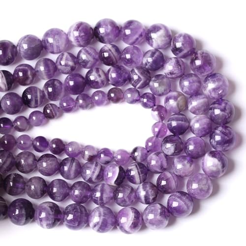 120PCS 6mm Natural Purple Dream Lace Amethysts Beads Crystal Round Loose Beads for Jewelry Making DIY Bracelet Necklace 32" 2 Strand - color: Purple Dream Lace Amethysts, size: 6mm(2 strands)