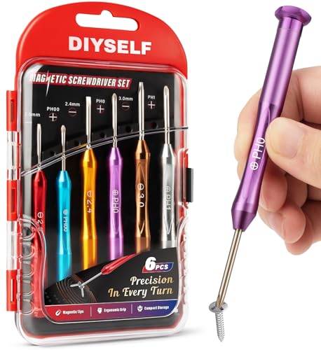 DIYSELF Small Screwdriver Set 6PCS Magnetic Mini Screwdriver Set for Watches, Phone, RC, Eye Glass Repairing Kit, Gifts for Mens, Precision Screwdrivers Set for Dad, Husband from Daughter, Son, Wife - color: Multicolor