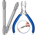 Zhehao 3 Pieces Jewelry Making Pliers Tool Set Diagonal Side Cutting Pliers Double-ended Pin Vise Wire Twisting Tools Antique Jewelry Accessories for DIY Craft Hand Making Winding Copper Wire
