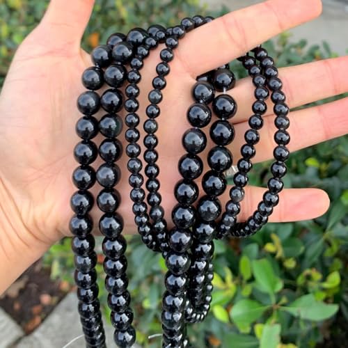 90pcs Adabele Natural Black Obsidian Healing Gemstone 4mm (0.16 inch) Small Round Beads Gem Stone Spacer for DIY Craft Jewelry Making GY24-4 - color: Obsidian, size: 4mm (90pcs/1 Strand)