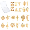 SUNNYCLUE 1 Box 10 Pairs Gold Earring Studs Stainless Steel Ear Studs Flat Round Flower Earring Triangle Oval Square Leaf Rhombus Shape for Man Women Styling Findings Jewelry Gifts - color: 10 Pairs Mixed Style Shiny Stud Earring Accessories