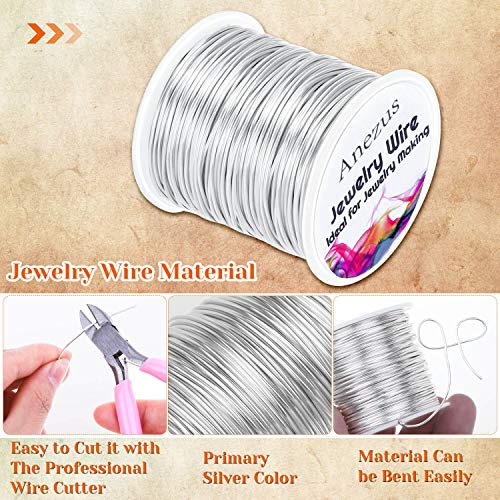 anezus 20 Gauge Jewelry Wire, 28 Yards Craft Wire Tarnish Resistant Copper Beading Wire for Jewelry Making Supplies and Crafting(Silver) - color: Silver