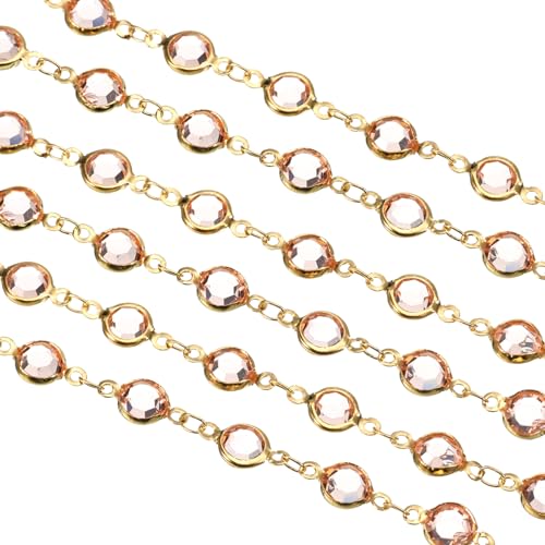uxcell 2 Yards Champagne Rhinestone Chain Bulk with Gold Plated Brass Chain for Jewelry Making Craft DIY Bracelet, Necklace, Glass, Shoes, Clothes Decoration (1 Yard for Each Piece) - color: Champagne Gold