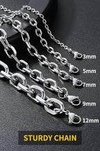 ChainsHouse Stainless Steel Cable Chain Necklaces for Men Women, 3mm/5mm/7mm/9mm/12mm 18K Gold/Black Plated Mens Cable Link Chains, 18"-30" Length - Send Gift Box - color: b: stainless-5mm, size: 28 Inches