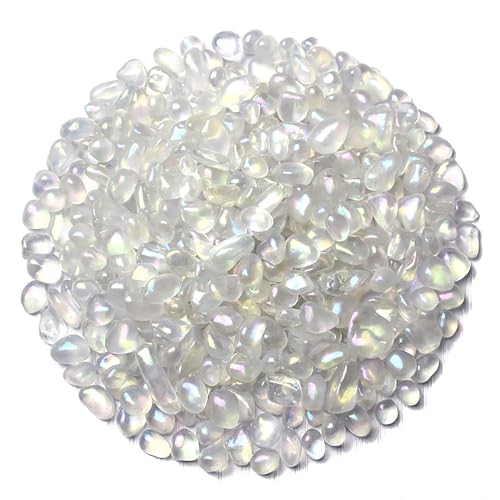 WAYBER 1Lb/460g Irregular Sea Glass Stones Artificial Crystal Gem Pebbles for Aquarium/Turtle Tank/Terrarium/Flowerpot/Vase Landscape Ornament Decoration, Hyun White - color: Hyun White