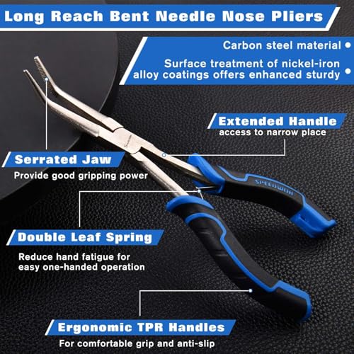 SPEEDWOX Long Reach Bent Needle Nose Pliers With Serrated Jaw Angled Needle Nose Pliers For Jewelry Making Fish Bone Pliers Tweezers Bent Chain Nose Pliers For Wire Bending And Small Object Gripping - style: Long Reach Bent Needle Nose Pliers Serrated Jaw